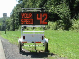 SpeedAlert 24 radar message speed sign on portable ATS trailer
