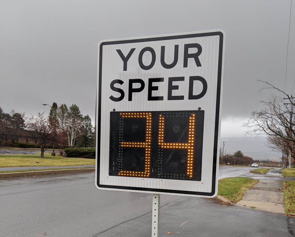 Shield radar signs are a great speed deterrent in communities