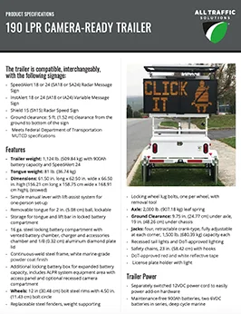 190 LPR Camera-Ready Trailer Specifications Sheet All Traffic Solutions