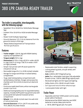 380 LPR Camera-Ready Trailer Specifications Sheet All Traffic Solutions