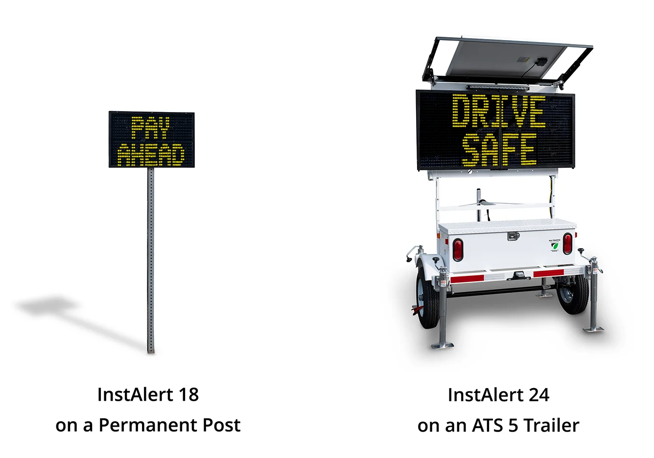 InstAlert can be mounted on a permanent post or trailer