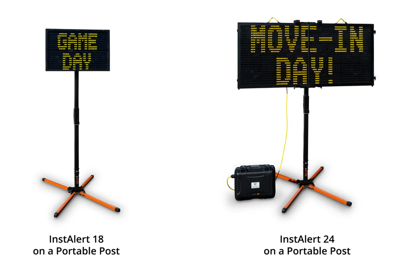 InstAlert can be quickly deployed on a portable post, making information sharing easy