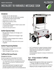 Specifications for InstAlert 18 variable message signs