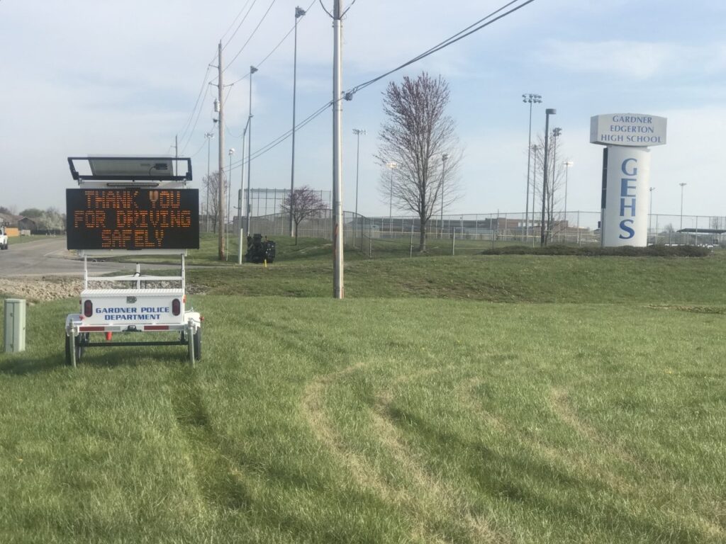 A SpeedAlert 24 on an ATS 5 helping encourage school zone safety